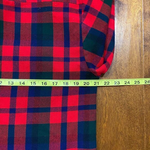 Astor One Vintage 80s Plaid Red Navy Green Flannel Shirt Men's Size Medium - Picture 7 of 8